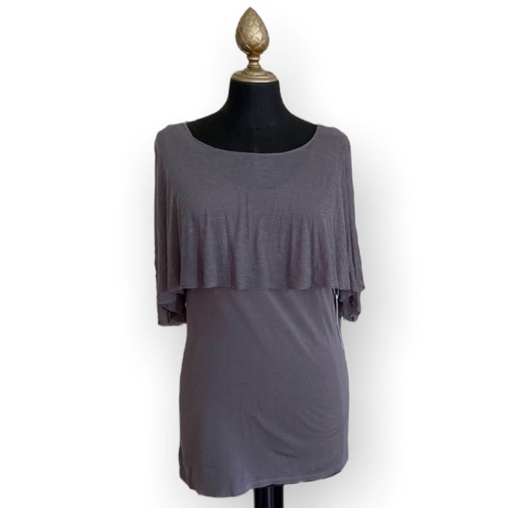 Alex T Top Grey Sleeveless Top Overlay Size Small NWT